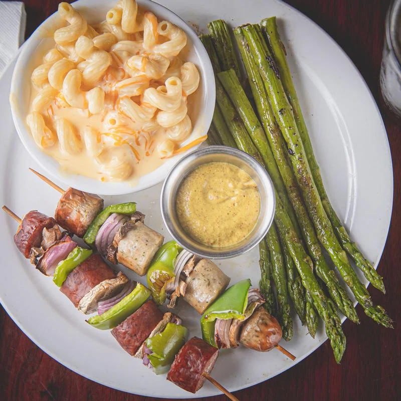 Sausage Skewers photographed for the official Wurst Haus menu